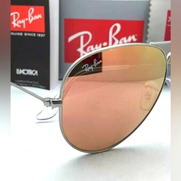 LIKE NEW RayBan Aviator RB3025 Pink Mirror Flash Ray ban Sunglasses - Picture 8 of 16